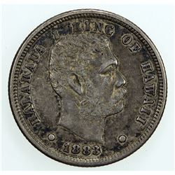 HAWAII: Kalakaua, 1874-1891, AR dime (umi keneta), 1883. VF-EF
