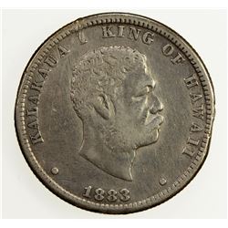 HAWAII: Kalakaua, 1874-1891, AR 1/4 dollar, 1883. F-VF