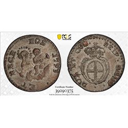 ITALY: GENOA: Republic, BI 8 denari, 1793. PCGS AU58