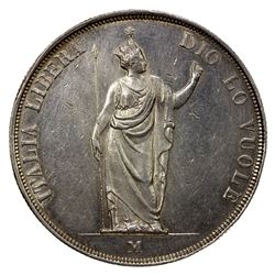ITALY: LOMBARDY: Provisional Government, AR 5 lire, 1848-M. AU