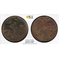 MEXICO: Revoluntionary Issue, AE 50 centavos, Amecameca, ND (1915). PCGS AU55