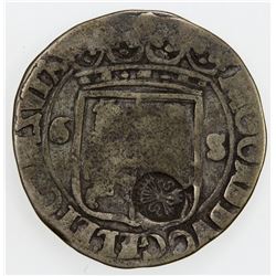 NETHERLANDS: AR schelling (4.42g), ND [1693], bundle of arrows countermark, VF
