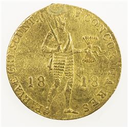 NETHERLANDS: Willem I, 1815-1840, AV ducat, 1818. VF