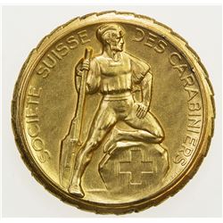 SWITZERLAND: gilt AR shooting medal (12.34g), ND [ca. 1930?], Société Suisse des Carabiniers, UNC