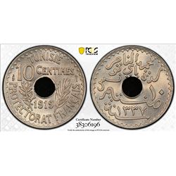 TUNISIA: Muhammad V, 1906-1922, 10 centimes, 1919/AH1337. PCGS MS65