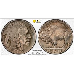UNITED STATES: 5 cents, 1917-S, PCGS graded AU details, Buffalo type, cleaned.