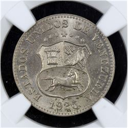 VENEZUELA: Republic, 5 centimos, 1925. NGC MS65