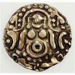 INDIA: GAHADAVALAS OF KANAUJ: Govinda Chandra, ca. 1114-1154, debased AV 4 1/2 masha (4.02g). EF