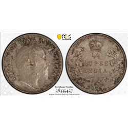 BRITISH INDIA: Edward VII, 1901-1910, AR 1/4 rupee, 1907(c). PCGS MS63