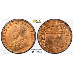BRITISH INDIA: George V, 1910-1936, AE 1/4 anna, 1926(b). PCGS MS66