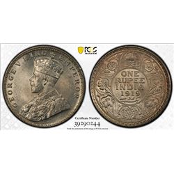 BRITISH INDIA: George V, 1910-1917, AR rupee, 1919(c)