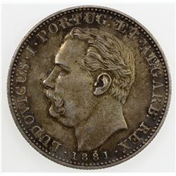 PORTUGUESE INDIA: AR rupia, 1881, KM-312, AU.