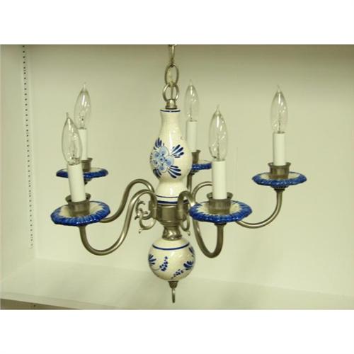 Delft 5 Arm Chandelier New
