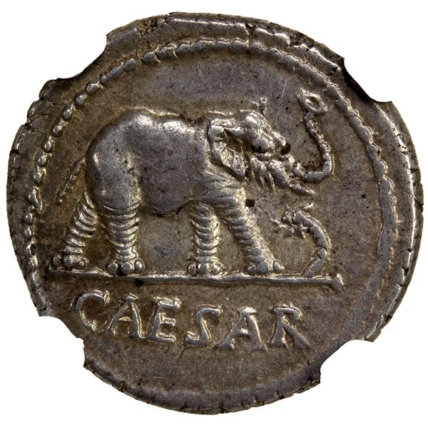 ROMAN IMPERATORIAL PERIOD: Julius Caesar, AR denarius (3.88g), travelling military mint, 49 BC, NGC 