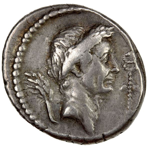 ROMAN IMPERATORIAL PERIOD: Julius Caesar, AR denarius (3.74g), Rome, 42 BC, VF