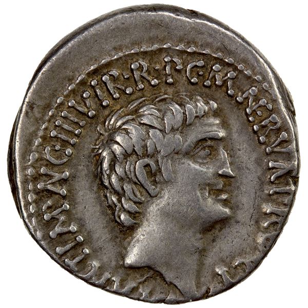 ROMAN IMPERATORIAL PERIOD: Marc Antony with Lucius Antony, as triumvir, AR denarius (3.82g), Ephesus