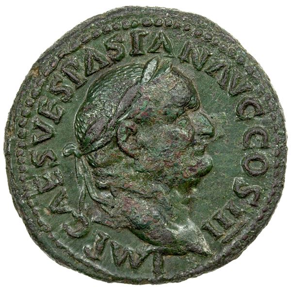 ROMAN EMPIRE: Vespasian, 69-79 AD, AE as (10.11g), Rome, 71 AD, VF to EF
