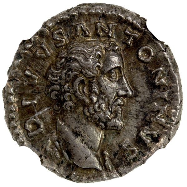 ROMAN EMPIRE: Antoninus Pius, 138-161 AD, AR denarius (3.29g), Rome, NGC graded Choice About Unc