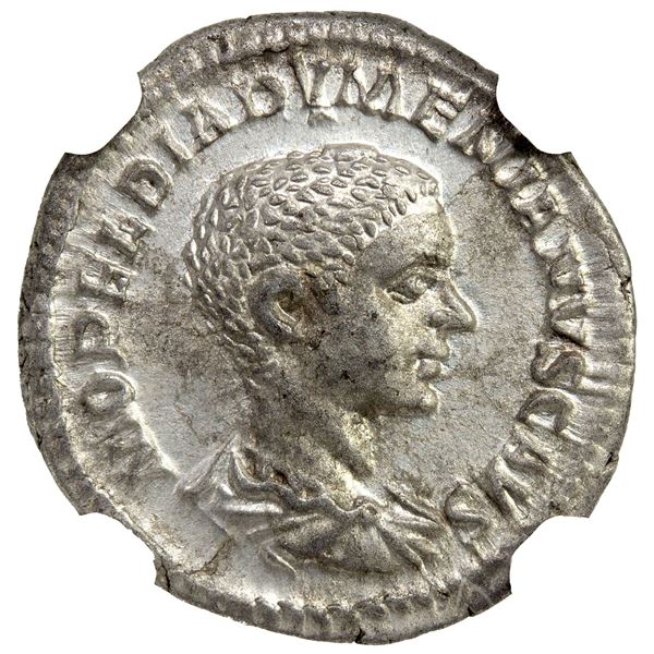ROMAN EMPIRE: Diadumenian, as caesar, 218 AD, AR denarius (2.57g), Rome, NGC graded About Unc