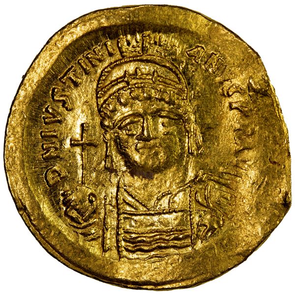 BYZANTINE EMPIRE: Justinian I, 527-565, AV solidus (4.35g), Constantinople, lovely About Unc