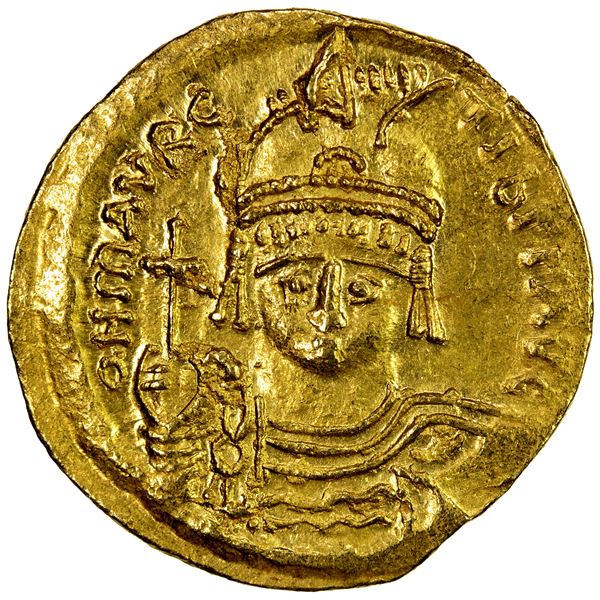 BYZANTINE EMPIRE: Maurice Tiberius, 582-602, AV solidus (4.46g), Constantinople, EF