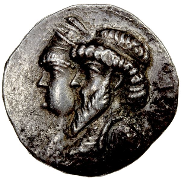 ELYMAIS: Kamnaskires III & Queen Anzaze, ca. 82-72 BC, AR tetradrachm (15.32g), Choice VF