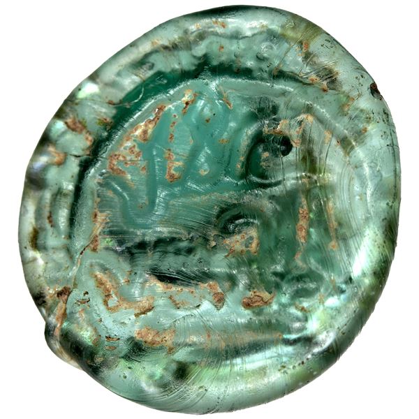 BUWAYHID: 10th/12th century, glass vessel stamp (5.36g), EF