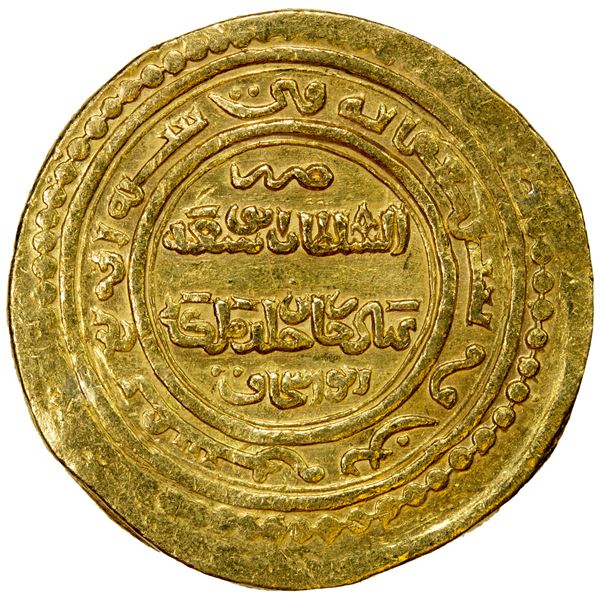 ILKHAN: Abu Sa'id, 1316-1335, AV dinar (8.92g), Abu Ishaq, AH724, bold VF