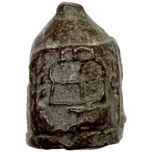 MAURYAN PERIOD: Buddhist votive stupa, AE stupa-shape (8.81g), EF
