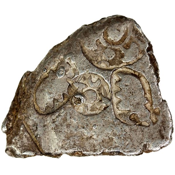 SHAKYA: Punchmarked, ca. 600-500 BC, AR 10 shana (?) (14.80g), crude VF