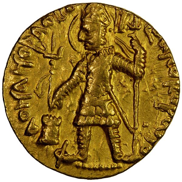 KUSHAN: Vasu Deva I, 190-230+, AV dinar (7.97g), VF-EF