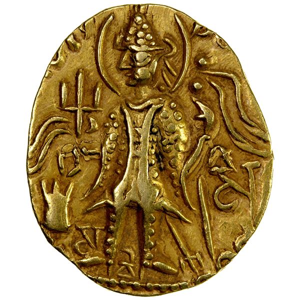 KUSHAN: Vasu Deva II, ca. 290-310, AV dinar (7.78g), strong VF