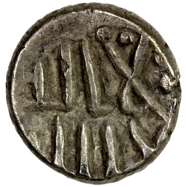 GOVERNORS OF SIND: Mansur (b. Jumhur al-Kalbi), ca. 747-752, AR damma (0.48g), bold VF