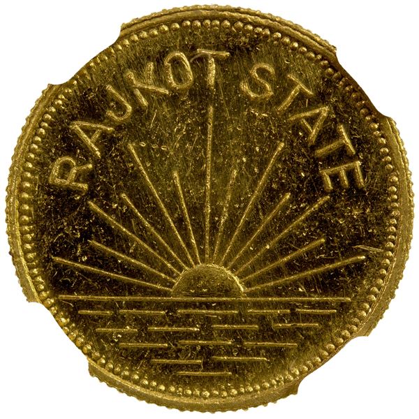 RAJKOT: Dharmendra Singh, 1930-1948, AV medallic mohur, 1945, NGC MS63