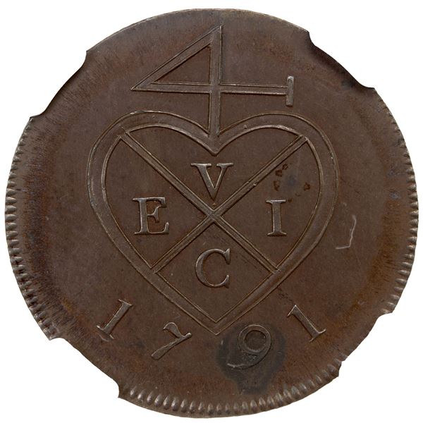 BOMBAY PRESIDENCY: AE pice, 1791, NGC Proof 64 BN
