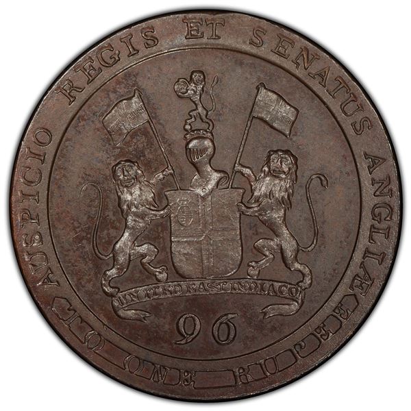 MADRAS PRESIDENCY: AE 1/96 rupee, 1794, PCGS MS63 BN