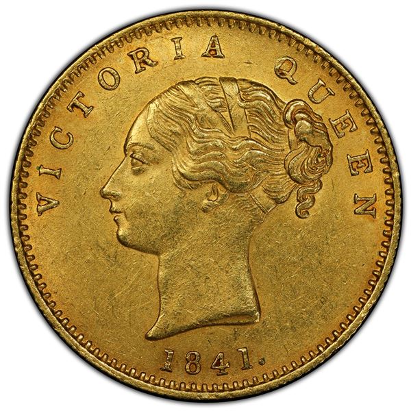 BRITISH INDIA: Victoria, Queen, 1837-1876, AV mohur, 1841(b&c), PCGS MS61