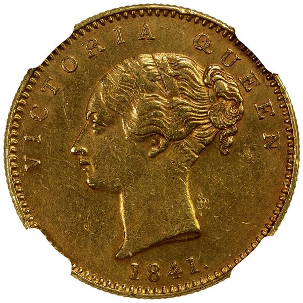 BRITISH INDIA: Victoria, Queen, 1837-1876, AV mohur, 1841(b&c), NGC AU details