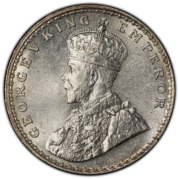 BRITISH INDIA: George V, AR rupee, 1911(b), PCGS MS63