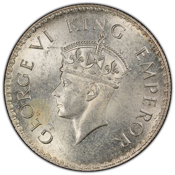 BRITISH INDIA: George VI, 1936-1947, AR rupee, 1938(b), PCGS MS64