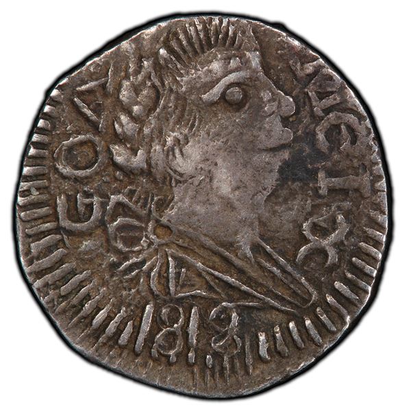 GOA: João V, 1706-1750, AR ½ xerafim, 1819/8, PCGS EF45