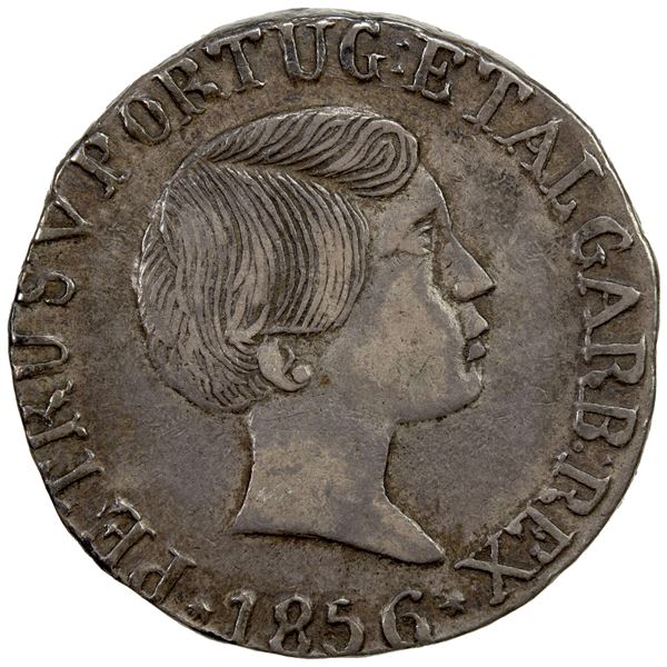 GOA: Pedro V, 1853-1861, AR rupia (10.96g), 1856, VF