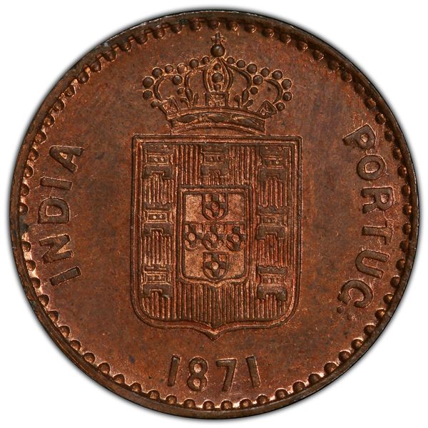 PORTUGUESE INDIA: Luiz I, 1861-1889, AE 5 reis, 1871, PCGS MS64 RB