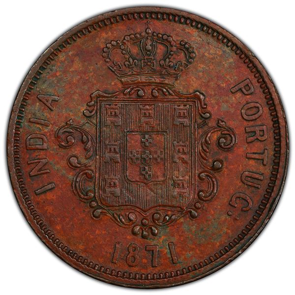 PORTUGUESE INDIA: Luiz I, 1861-1889, AE tanga, 1871, PCGS AU55