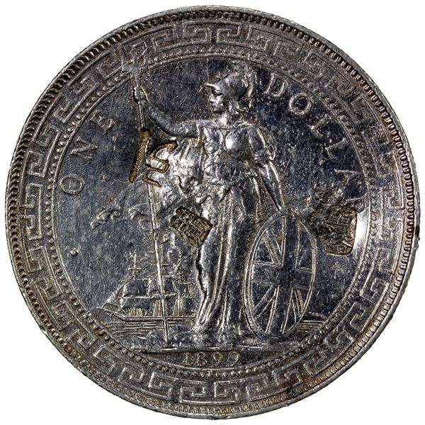 CHINESE CHOPMARKS: GREAT BRITAIN: AR trade dollar, 1899-B, EF