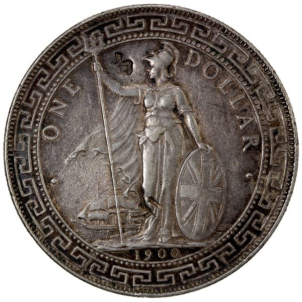 CHINESE CHOPMARKS: GREAT BRITAIN: AR trade dollar, 1900-B, EF