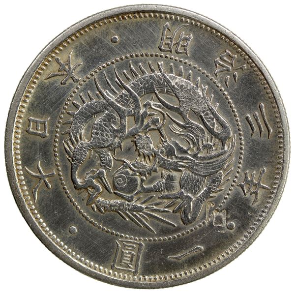 CHINESE CHOPMARKS: JAPAN: Meiji, 1868-1912, AR yen, year 3 (1870), EF