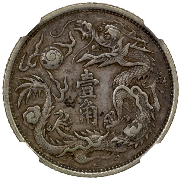 CHINA: AR 10 cents, year 3 (1911), NGC EF45