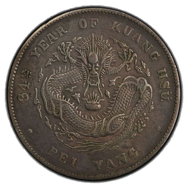 CHIHLI: AR dollar, Peiyang, Tientsin, year 34 (1908), PCGS EF details