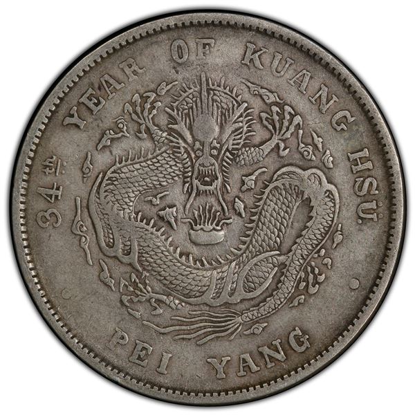 CHIHLI: AR dollar, Peiyang, Tientsin, year 34 (1908), PCGS EF40